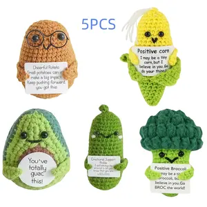 5PCS Mini Funny Positive Crochet  Bulk Birthday Gifts for Women  with Positive Messages Appreciation Gifts for Coworkers Cute Desk Decor
