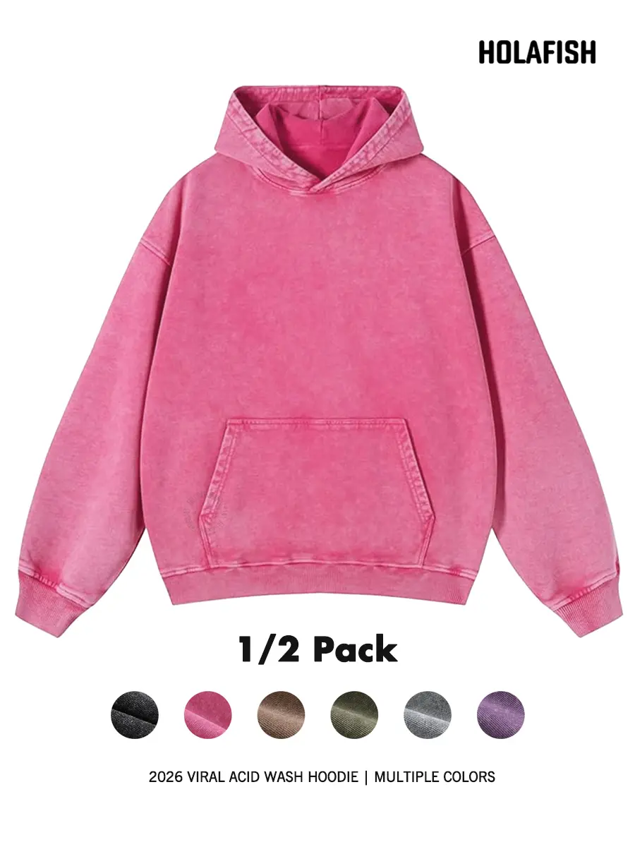 Holafish 1/2Pack Retro Women's Hoodie Vintage Stylish Plain Acid-Washed Baggy Hoodies , Y2K Casual Unisex Oversized Fit Longsleeves Pullover Tops,Women's Clothes for Fall Winter Sweatshirts Everyday Womenswear