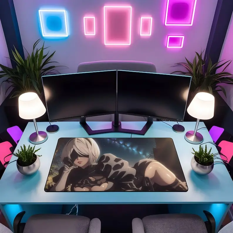 Anime Gaming Desk Mat, 2B And Nier Automata Mouse Pad, Waifu Anime Desk Protector, Gamer Gift, Large Desk Mat, Computer Desk Accessory
