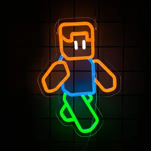 Game Neon Sign for Playroom Decor,Block Man Led Lights for Man Cave Gaming Room Internet Bar or Bedroom Decoration USB Powered Easy Hanging