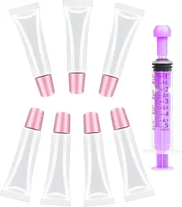 7 count Lip Gloss Tubes - 10ml Clear Refillable Squeeze Tubes for Lip Balm and Travel Toiletries