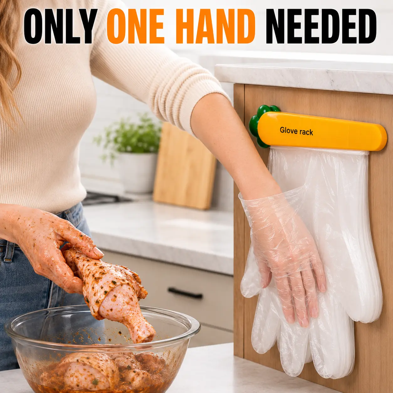 Heavy-Duty Multi-Purpose PE Disposable Cleaning Gloves (100-Pack) - Wall-Mounted, No-Drill Installation, Easy to Wear for Home, Kitchen Use