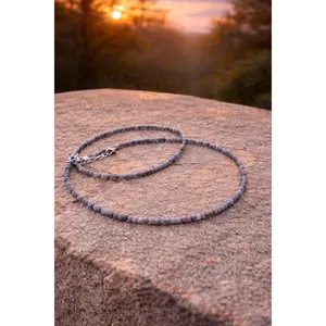 Faceted Sapphire Natural Stone Crystal Energy Necklace 2mm