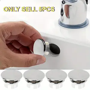 5pcs Double Ring Sink Overflow Cover, Durable Plastic Material, Easy Install, Kitchen & Bathroom Basins, Prevents Water Overflow, Perfect Gift