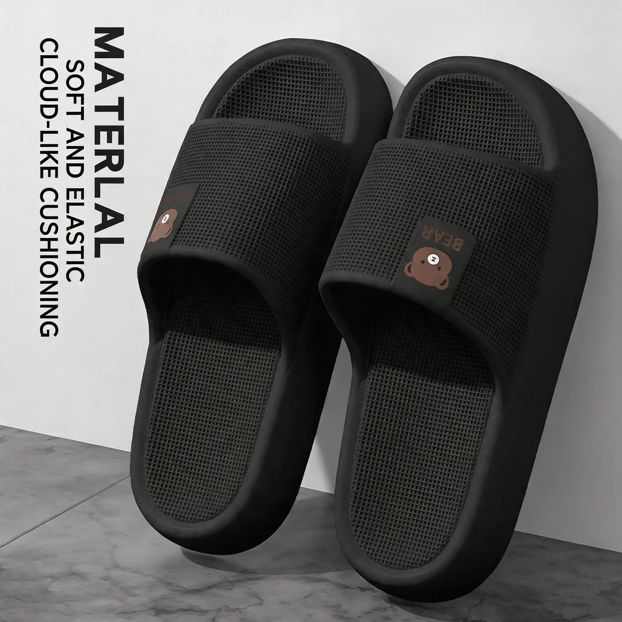 Women's & Men's Summer Casual Home Slippers, Thick Sole, Comfortable,Toe-Exposed, EVA Material, Non-Slip Slippers,Couple Style, Lightweight and Durable, Textured Slide, Mellow Slides