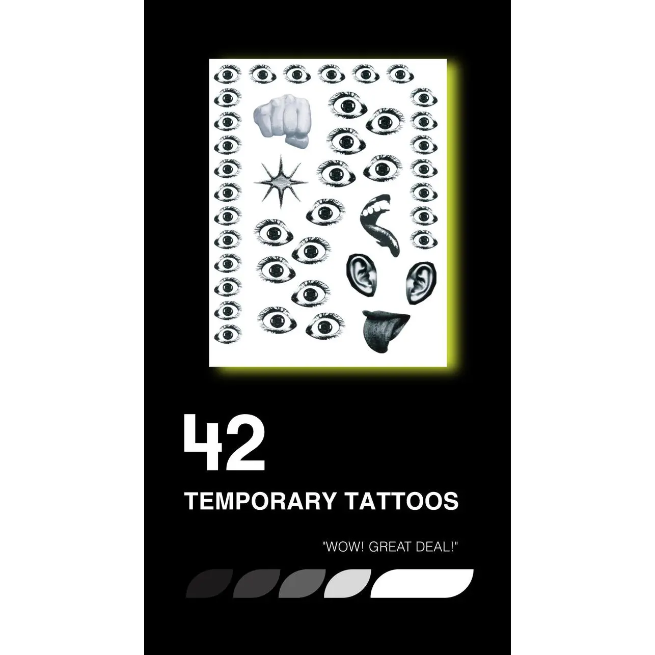 42pcs Surreal Eyes Temporary Tattoo Set | Vintage Black & White Aesthetic Tattoos