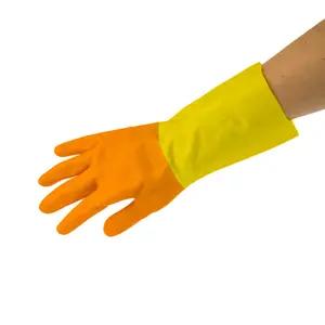 Scrub Daddy Lemon Scented Latex Gloves Double Layered Heavy Duty Non-Slip Grip Soft Lining Reusable for Cleaning Dishes & More