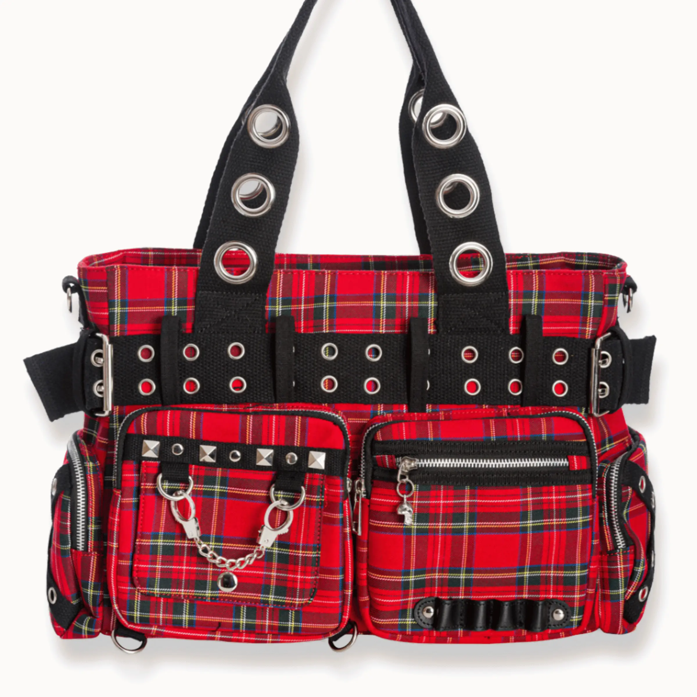 Red Tartan Convertible Belt Shoulder Bag