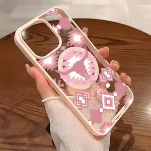Premium Magnetic Phone Cases for iPhone11/12/13/14/15/16//17/Air/promax/Plus Western Pink Cowboy Bull Head Geometry y2k cased MagSafe Ready, Anti-Fall, Springtok and Ultra-Thin Design |   Perfect for Everyday Use  iPhone  case