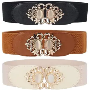 3 Pack Womens  Wide Elastic Stretch  Belt For Dresses