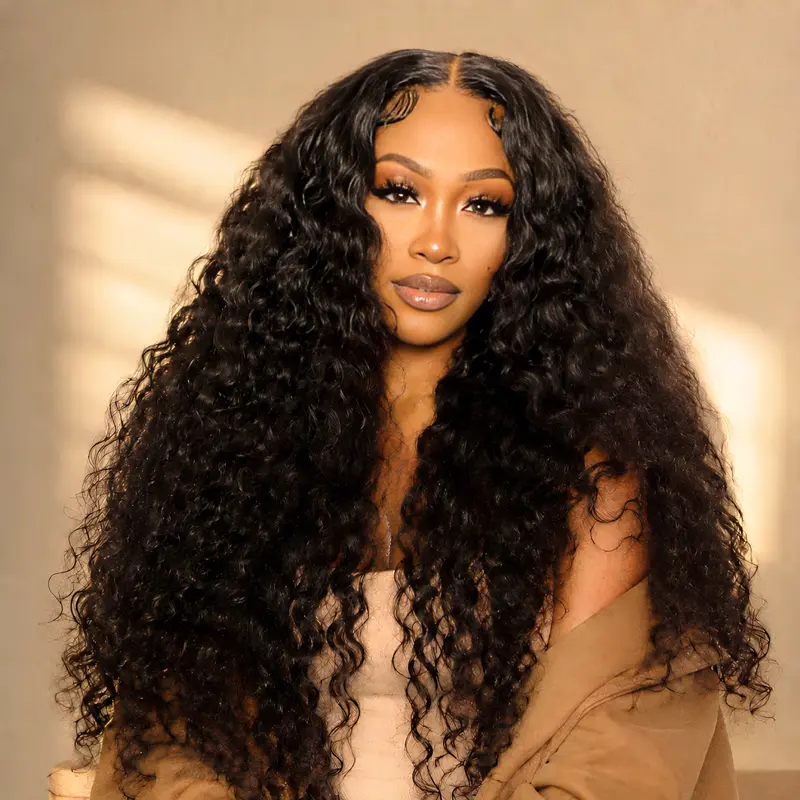 Wear and Go Wigs Human Hair Pre Plucked Pre Cut 5x5 HD Deep Wave Lace Front Wig for Black Women with Natural Hairline No Glue Ready to Wear Wig Glueless Closure Wig Curly Wigs#DealsForYouDays sohochic