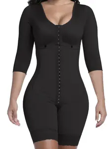 Women's Long Sleeve Body Shaper Suit, Knit Shapewear, Soft Underwear, Womenswear, Front Button Design, Dual Buckle Closure, Strong Waist Cinching, Fall & Winter Essential