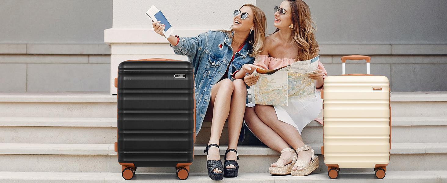 Miusse 7-Piece Hardside Luggage Set – 20/24/28 Inch Spinner Suitcases with TSA Lock, Carry-On, Travel Backpack & 3 Packing Cubes#SpringStatements