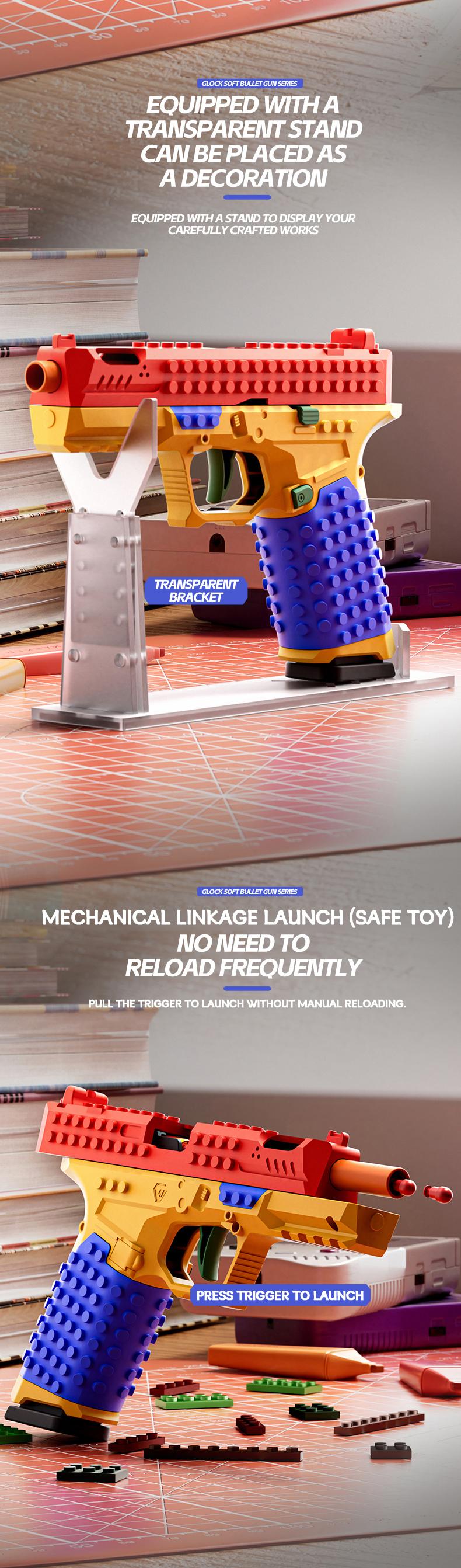 Assembled Building Blocks Soft Bullet Gun, Suitable for Multiplayer Outdoor Cooperative Games, Team Challenges and Festival Gifts