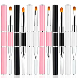6pcs Gel Nail Brush and Dual-Ended Nail Art Brush, Builder Gel Brush Gel Brushes for Nails Acrylic Brush Polish Applicator Manicure Art Tools