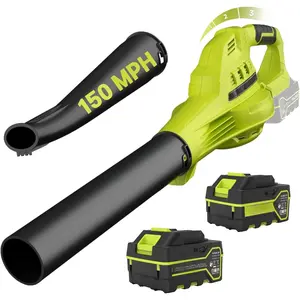 Leaf Blower Cordless with 2X 4.0Ah  and Charger, 150MPH Lightweight Cordless Blower, 3 Speeds Small Electric Leaf Blowers for Lawn Care, Patio, Yard, Leaves, Grass, Dust (Green)