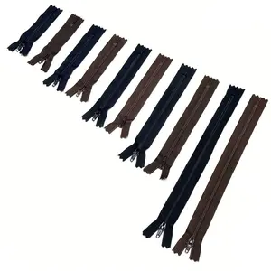 24 Pack Nylon Zippers for Crafts - Black - Dark Brown - 9" - 6" - 5" - 4" - 3"