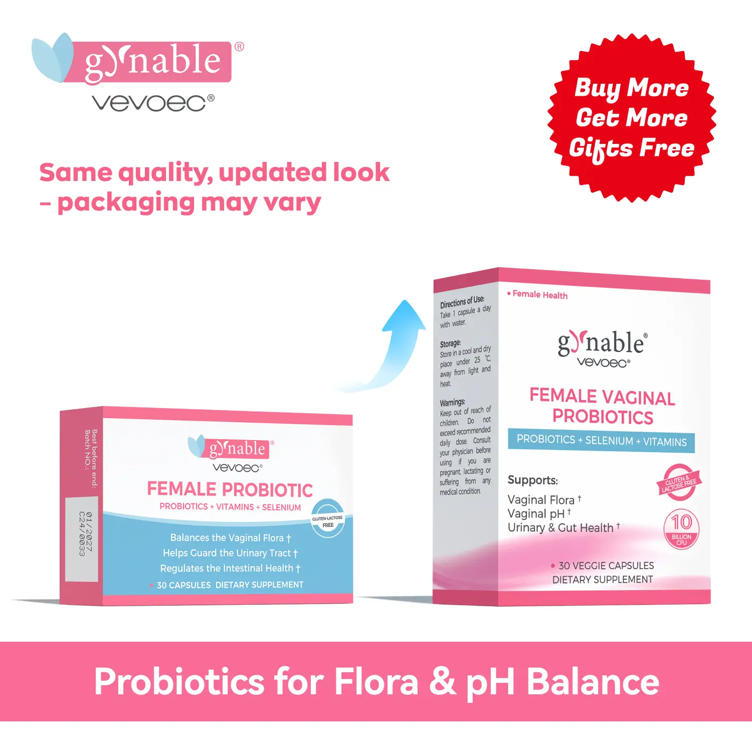 Gynable Female Probiotics,Women's Probiotics for HPV, BV, UTIS,Yeast Infection, pH Balance, Odor- All in One Solution with Lactobacillus & Selenium,Vi