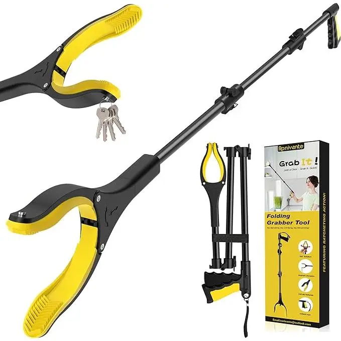 44 Inch Extra Long Grabber Reacher Tool，Foldable Pick Up Stick with Strong Grip Magnetic，360°Rot...