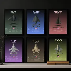 Minimalist Fighter Jet Wall Art Set Unframed |F-117, F-14, SR-71, F-22, B-2, F-35 Printable Aviation Poster| Military Aircraft Decor,  Airplane Poster, Wall Art Gifts for Him/Her, Wall Art Print, Poster For Gift