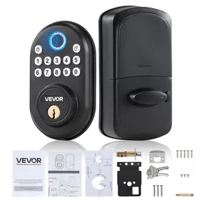 VEVOR Biometric Fingerprint Door Lock, Weatherproof Electronic Deadbolt with Biometric Scan, Electronic Keypad, Key, 1-Time & Anti-Peeking Passwords, Silent Mode, Constant Unlock Mode, Aluminum Alloy Panel for Indoor/Outdoor Entry Doors