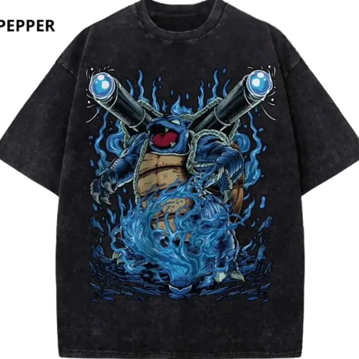 Blastoise Shirt, Anime Shirt, Graphic T-Shirt- Unisex Menswear & Womenswear - Streetwear Tops - Casual Cotton Crewneck Shortsleeve Tshirt INB