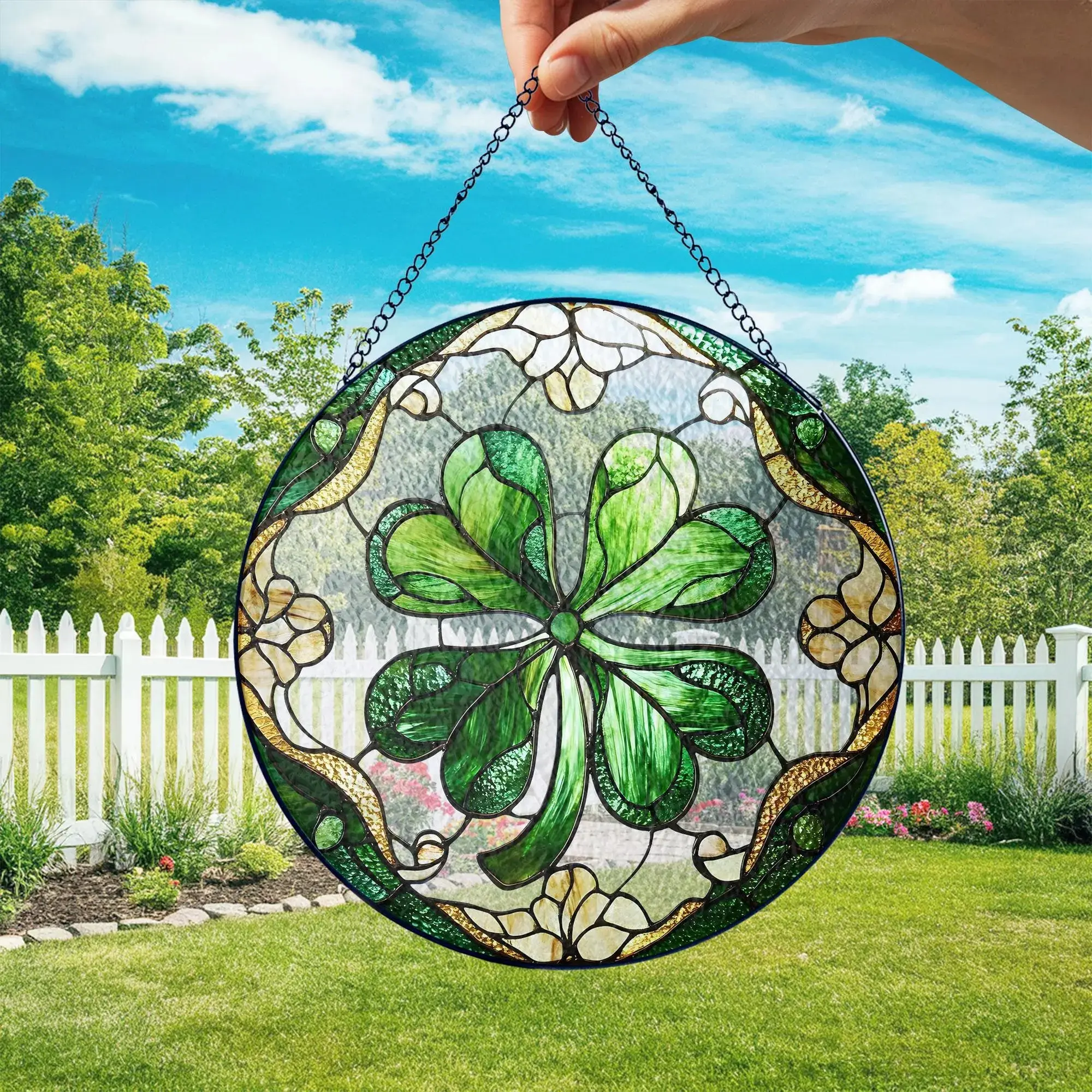 Shamrock Stained Glass Suncatcher – Irish Window Hanging, St. Patrick's Day Decoration, Celtic Home Decor, Good Luck Irish Gift, Shamrock Ornament