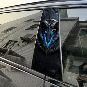 2pcs Goat Head Sticker B-pillar Waterproof Car Sticker DIY Car Door Pillar Decorative Sticker