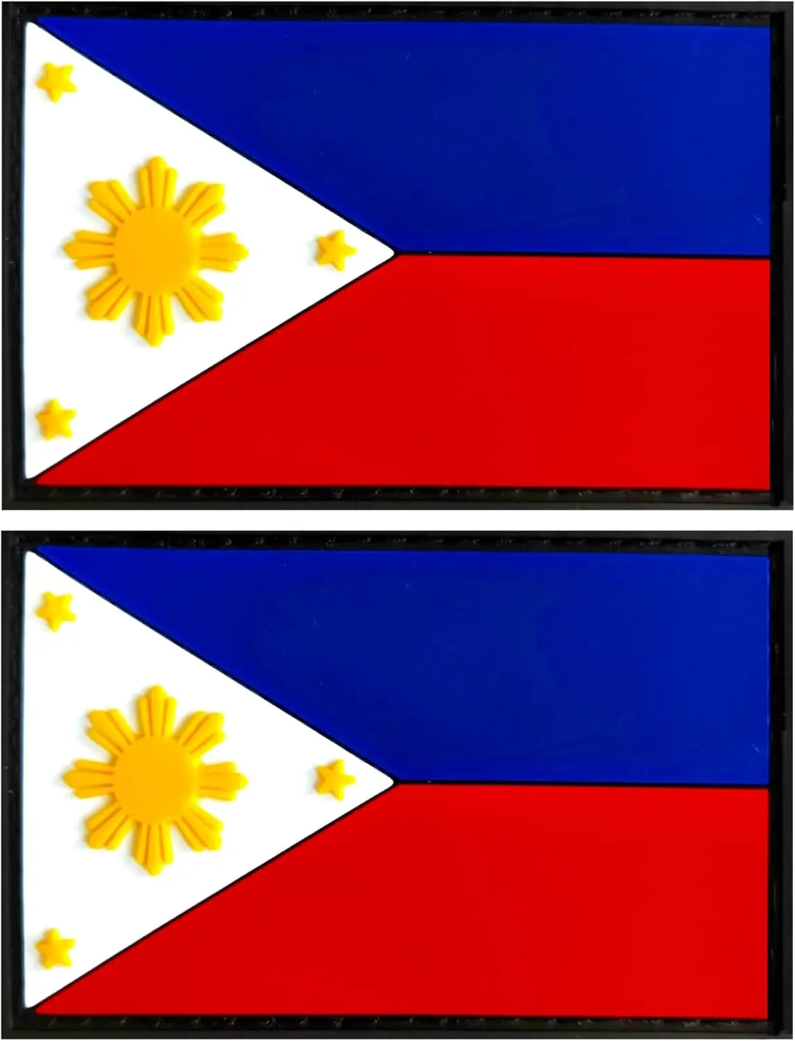 Philippines Flag Patch Philippines PVC Rubber Hook & Loop Fastener Patch for Hats, Tactical Bags, Jackets, Clothes Patch Team Military Patch（ 2 Pack）