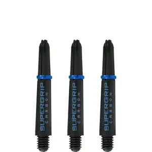 Harrows Supergrip Carbon Dart Shafts - Black & Aqua - Short
