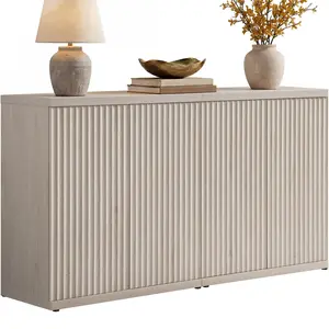 SICOTAS Buffet Cabinet with Storage Accent Sideboard 15.6" x 30.9" x 34.1" Size Modern Credenza with Doors & Shelves Fluted Media Console Mid Century Coffee Bar Table for Living Room Kitchen Dining Room Hallway, Durable