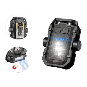 1PC USB Rechargeable LED Clip Flashlight, Mini Keychain COB Torch with 8 Modes, Camping Night Working Safety Light