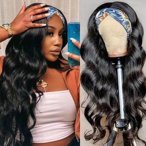 Long Wavy Headband Wigs for Women, Glueless Wear and Go Half Wig, Natural Looking Synthetic Wig with Headband Attached Heat Resistant