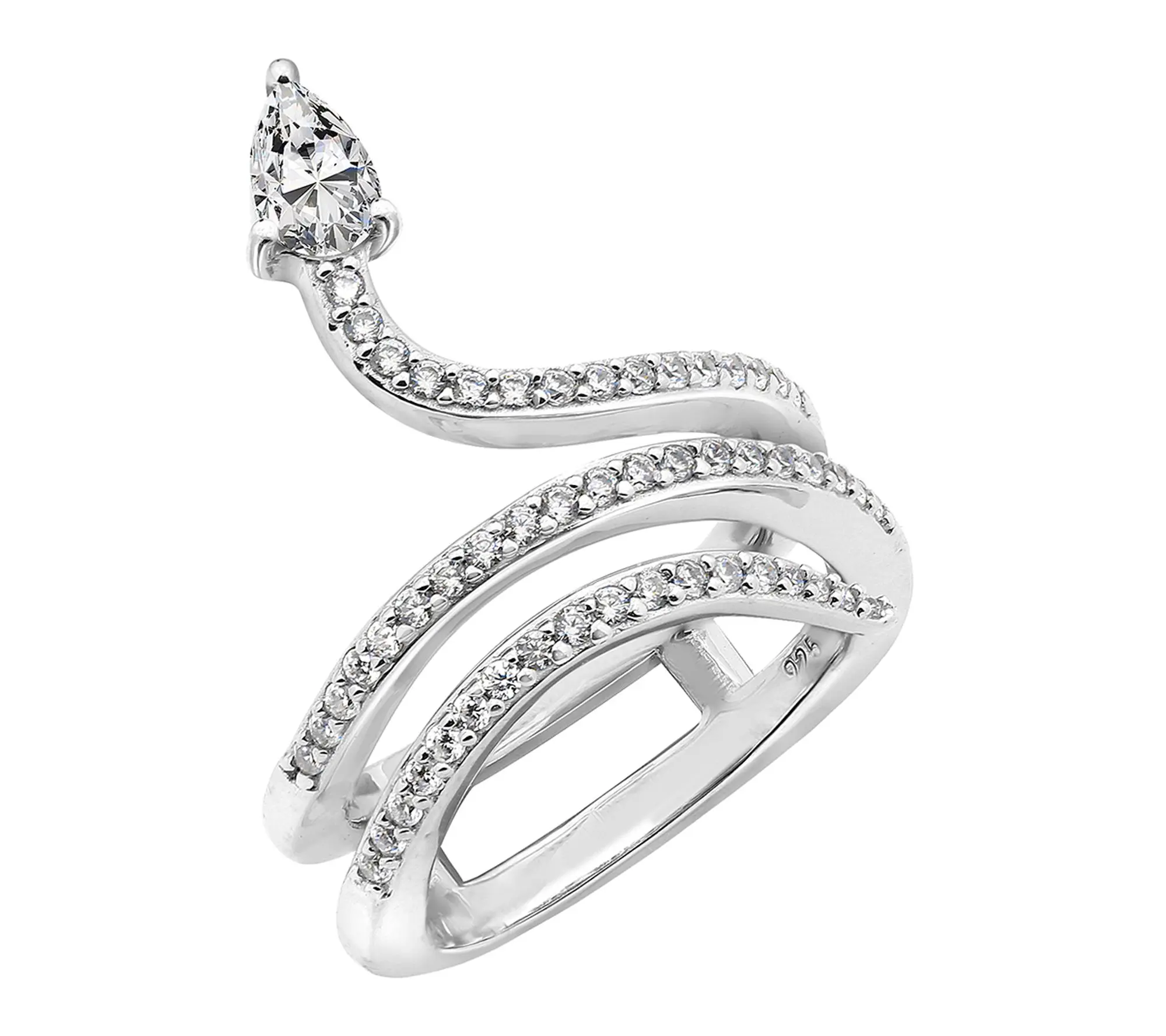 Diamonique Elevated Serpent Wrap Ring