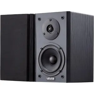 VEVOR Powered Bookshelf Speakers, 20W x 2, Active Studio Monitor Speaker with 4 Inch Woofer, Adjustable Volume and Audio with Bluetooth Optical Connection, Wooden Enclosure, for Record Player PC TV