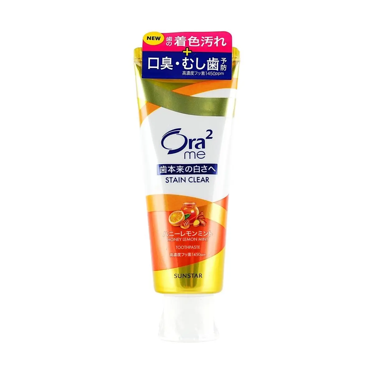 ORA2 Premium Stain Clear Toothpaste, Honey Lemon Mint Flavor, 130g - Deep Cleaning & Stain Removal by SUNSTAR