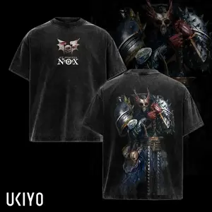 Warhammer 40K Night Lords Printed Unisex Washed T-Shirt Ave Dominus Nox Graphic Tee Oversized Streetwear T Shirt for Men Women Wargaming Merchandise Clothes