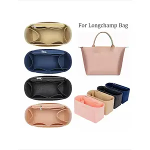 Felt Insert Liner Purse Organiser Pouch Handbag Tote Internal Organizer Bag with Pockets, Travel Home Organizer, Dustproof Felt Liner for Longchamp Bag, Travel Organization Pouch
