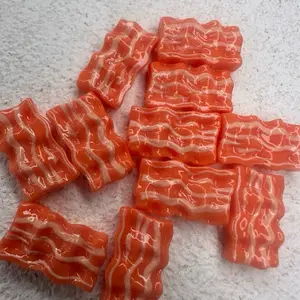 4pcs Mini Bacon resin charm realistic food charms for craft