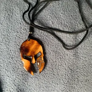 Fire painted Warriors helmet necklace