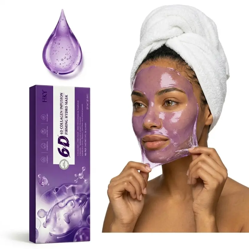 HKY Beauty US 6D Collagen Complex Wrapping Peel-Off Facial Mask with PDRN & Peptides - Firming, Hydrating, Smoothing for Sensitive, Dry Skin, 10×5g (50g Total), 10-15 Min Use, Elasticity Boost & Radiant Glass Skin