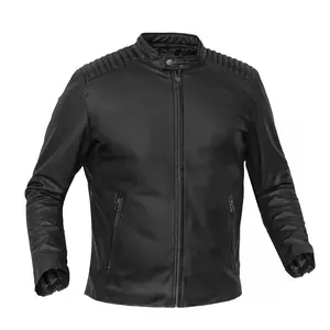 DANIEL SMART Men’s Soft Satin Faux Leather Biker Jacket - Fitted Longsleeves Coat with Quilted Shoulders, Zippered Cuffs, Pockets, Plain Design - All-Season Classic Menswear Top