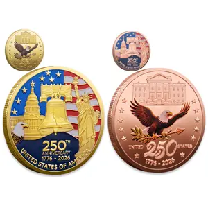 2PCS 250th Anniversary Commemorative Coins,American Flag&Liberty Bell Design Collectible Coins,250th Birthday-1.57Inch Durable Metal Anniversary Coins for Display,Collectors&Gift Idea,Patriotic Design, Collectible item, not legal tender.