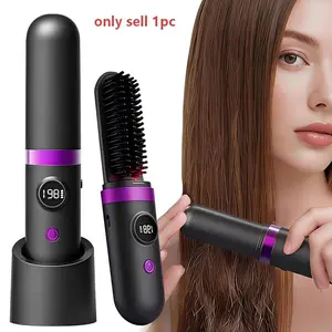 Portable Wireless Hair Straightener, Rechargeable Hair Straightening Comb, Hair Styling Tool for Home & Travel, Hair Straightening Machine