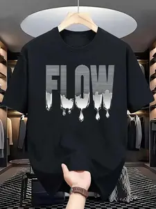 "flow" Liquid Gradient Print T-Shirt, Trendy Casual Style, Daily Wear, Unique Piece, Fitted Crop Top, Graphic Pattern