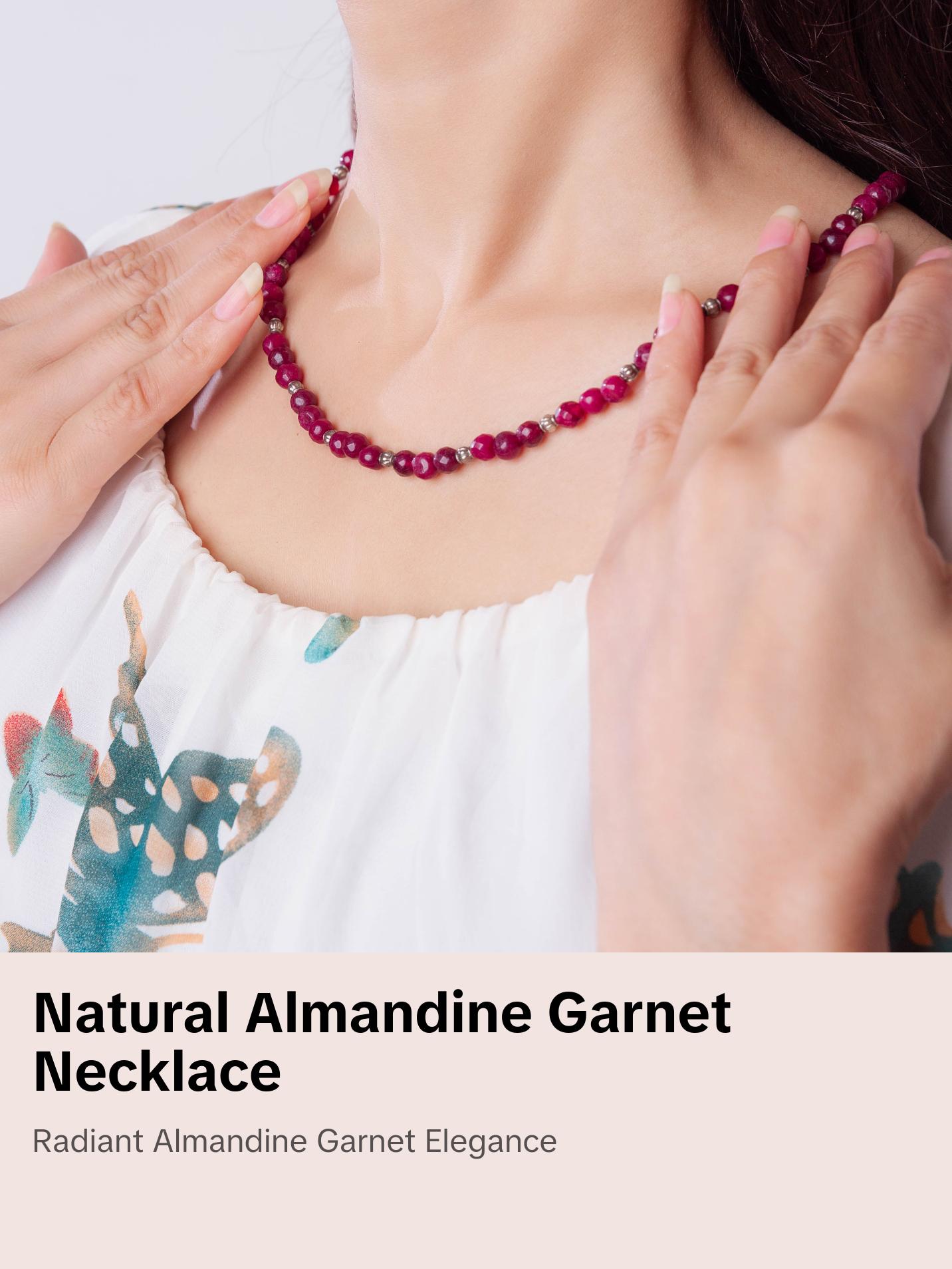 Natural Faceted Almandine Garnet Necklace
