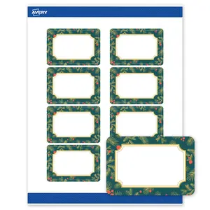 Avery Printable Rectangle Labels, 2" x 3", Matte White, Pre-printed Teal & Metallic Gold Frame Design, Sure Feed Technology, Laser & Inkjet Compatible, 160 Total