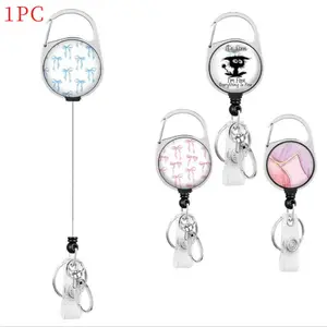 Retractable Badge Holder, 1 Count Cute Badge Reel, Keychain Badge Reel, Creative Badge Holder for Office, School, Hospital, Teacher, Nurse, Id Badge Holder