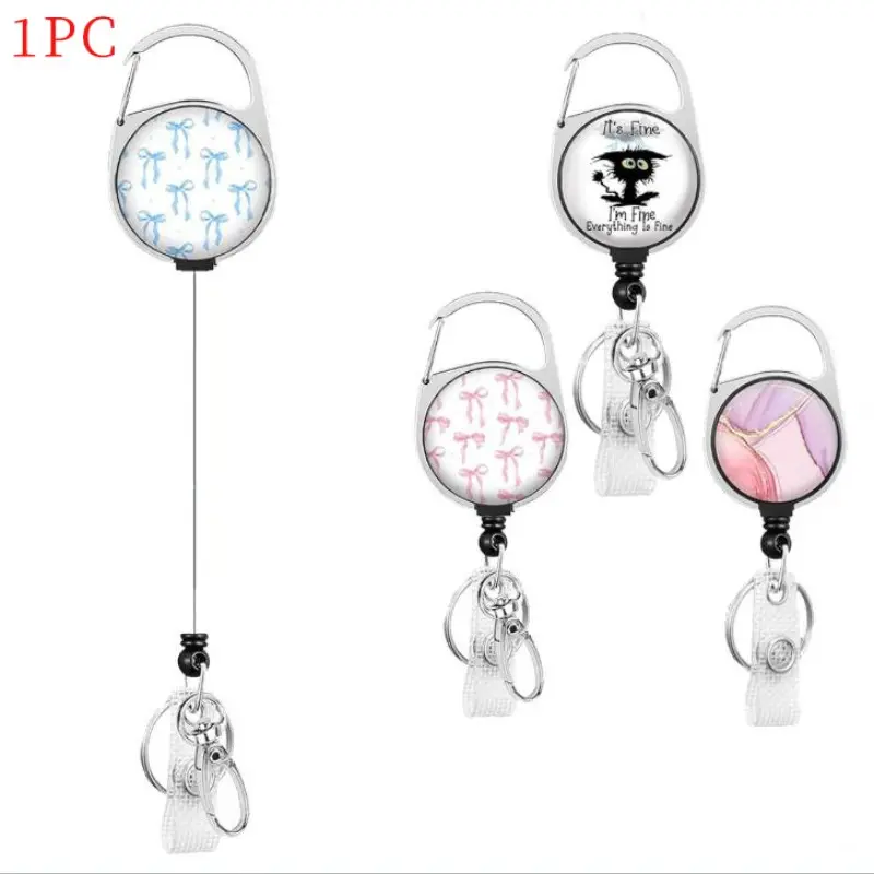 Retractable Badge Holder, 1 Count Cute Badge Reel, Keychain Badge Reel, Creative Badge Holder for Office, School, Hospital, Teacher, Nurse, Id Badge Holder, Badge Reels Retractable