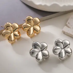 Trendy Silver /gold Color flower Stud Earrings for Women Korean Cute Mini  Ear Piercing Jewelry Gift